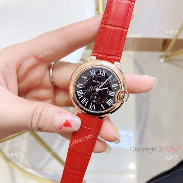 Fake Cartier Ballon Bleu Cartier Watch Lady 36mm Blue Leather Band Fake Cartier Ballon Bleu Cartier Watch Lady 36mm Blue Leather Band