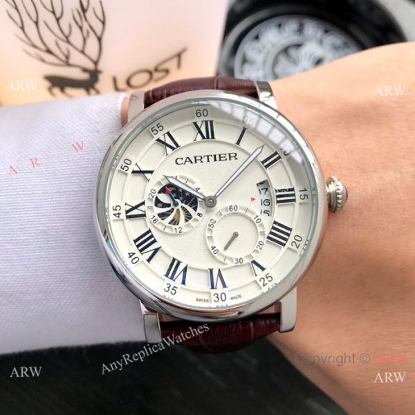 Copy Cartier Rotonde De Stainless Steel White Dial 42mm Watch Copy Cartier Rotonde De Stainless Steel White Dial 42mm Watch