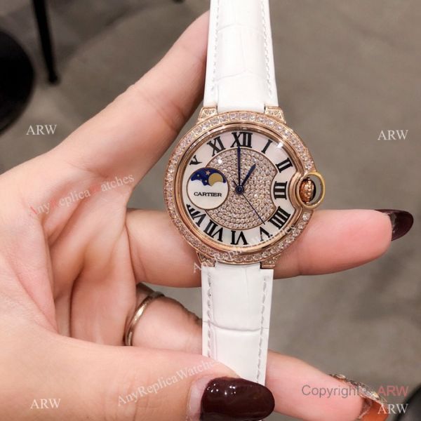 Fake Cartier Ballon Bleu Rose Gold Diamond Watches 36mm Lady Fake Cartier Ballon Bleu Rose Gold Diamond Watches 36mm Lady