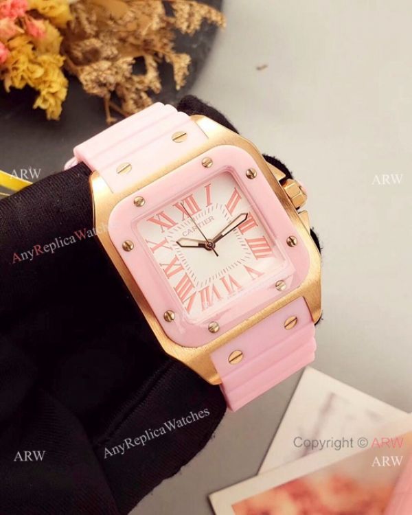 Japan Grade Replica Cartier Santos 100 Rose Gold Watch 35mm Japan Grade Replica Cartier Santos 100 Rose Gold Watch 35mm
