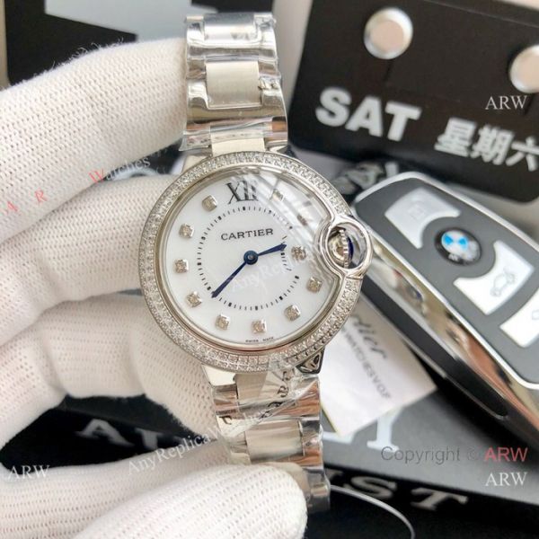 Stainless Steel Pink Dial Womens Fake Cartier Watch 33mm Stainless Steel Pink Dial Womens Fake Cartier Watch 33mm