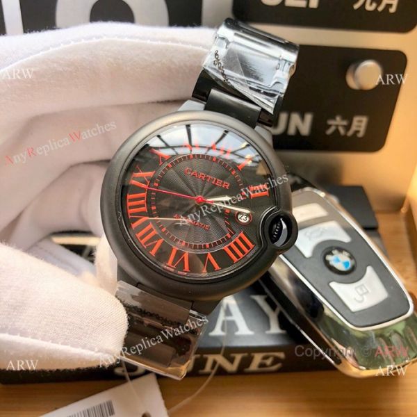 Replica Cartier Ballon Bleu Cartier 42mm PVD Black Dial Watch Swiss 8215 Replica Cartier Ballon Bleu Cartier 42mm PVD Black Dial Watch Swiss 8215