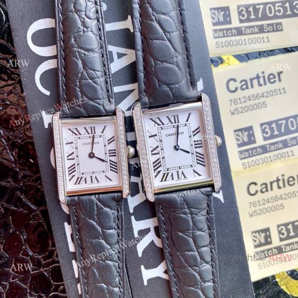 New Copy Cartier Tank Solo Watches Gold Case Diamond Bezel New Copy Cartier Tank Solo Watches Gold Case Diamond Bezel