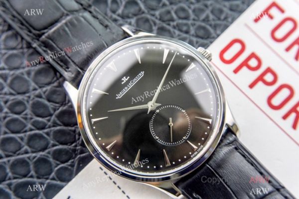 Swiss Copy Jaeger LeCoultre Master ultra thin Watch SS Black Leather Band Swiss Copy Jaeger LeCoultre Master ultra thin Watch SS Black Leather Band