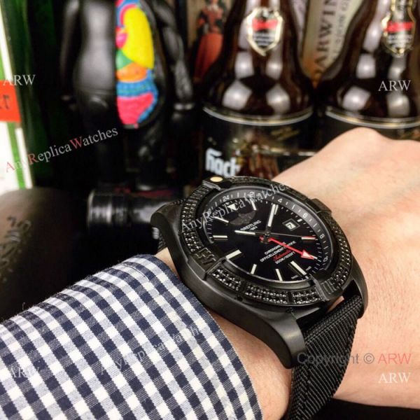 AAA Replica Breitling Avenger II GMT Diamond Bezel All Black Wrist AAA Replica Breitling Avenger II GMT Diamond Bezel All Black Wrist