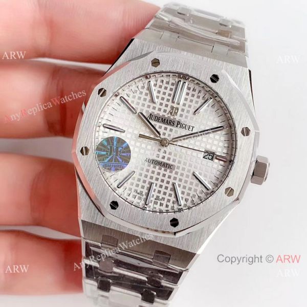 JF Audemars Piguet Royal Oak V5 41mm Watch Replica Ss Silver Textured Face JF Audemars Piguet Royal Oak V5 41mm Watch Replica Ss Silver Textured Face