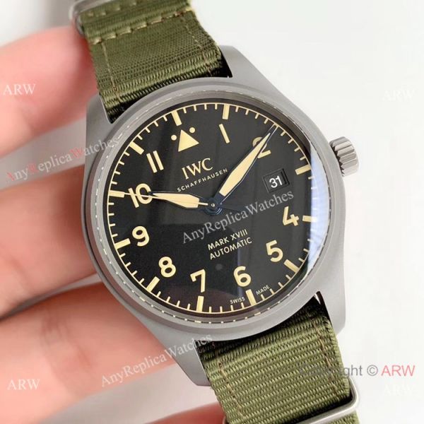 Swiss IWC Mark XVIII Replica Watch Titanium Green Nato Strap M+ Factory Swiss IWC Mark XVIII Replica Watch Titanium Green Nato Strap M+ Factory