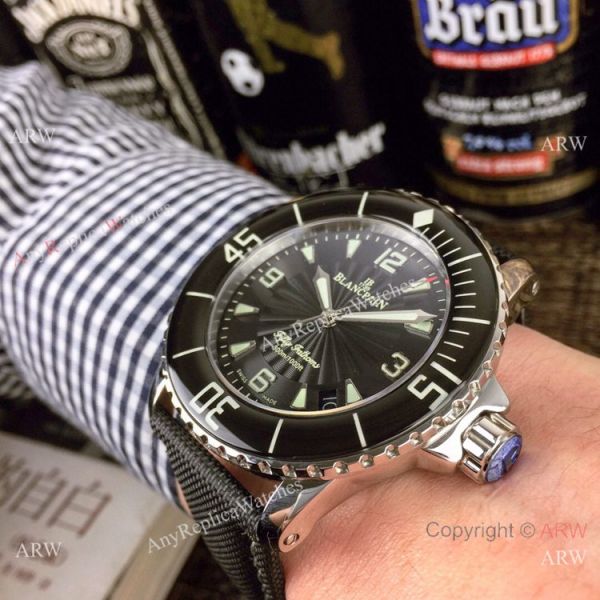 2019 Replica Blancpain Fifty Fathoms 300m SS Black Dial Watch Swiss Quality 2019 Replica Blancpain Fifty Fathoms 300m SS Black Dial Watch Swiss Quality