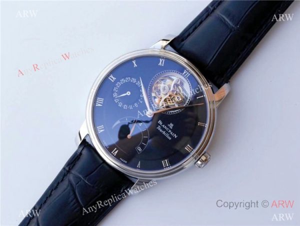 Best 1-1 Replica JB Factory Blancpain Villeret REAL Tourbillon Watch SS Black Dial Best 1-1 Replica JB Factory Blancpain Villeret REAL Tourbillon Watch SS Black Dial