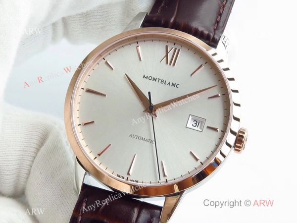 Montblanc AAA Watches Heritage Spirit 2824 Rose Gold Silver Dial Watch Montblanc AAA Watches Heritage Spirit 2824 Rose Gold Silver Dial Watch