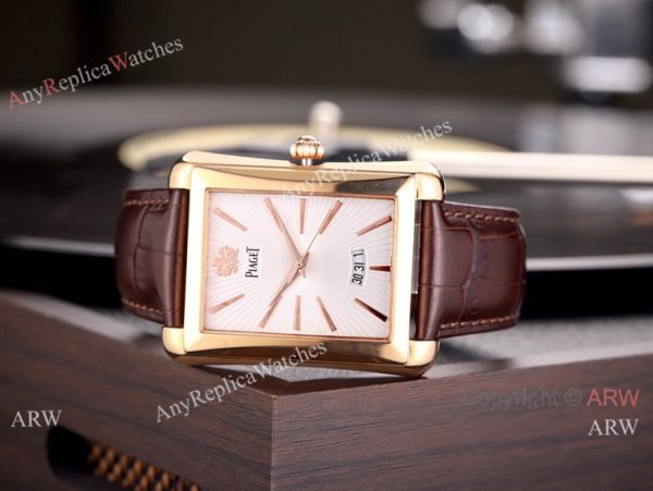 Copy Piaget Automatic Watches 40mm SS Black Dial Black Leather Band Copy Piaget Automatic Watches 40mm SS Black Dial Black Leather Band