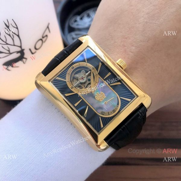 2019 Replica Piaget Black Tie Watches Power Reserve Face Brown Leather Band 2019 Replica Piaget Black Tie Watches Power Reserve Face Brown Leather Band