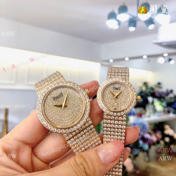 Swiss Grade Copy Piaget Polo Diamond Rose Gold Watch Ladies size Swiss Grade Copy Piaget Polo Diamond Rose Gold Watch Ladies size
