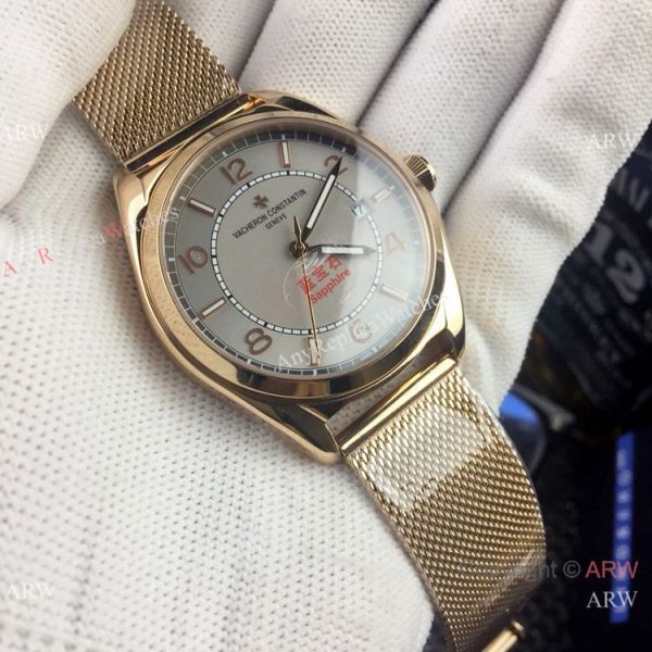 Vacheron Constantin Copy Watch Rose Gold Mesh Bracelet Vacheron Constantin Copy Watch Rose Gold Mesh Bracelet