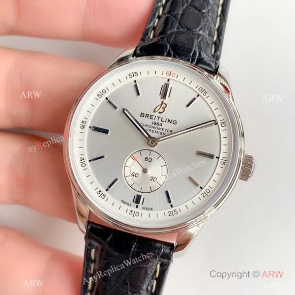 Swiss ETA Breitling Premier Replica Watch Silver Dial Black Leather Strap Swiss ETA Breitling Premier Replica Watch Silver Dial Black Leather Strap