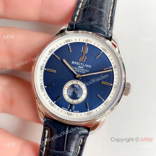 Grade A Replica Breitling Premier Blue Dial Blue Leather Strap Watch Grade A Replica Breitling Premier Blue Dial Blue Leather Strap Watch