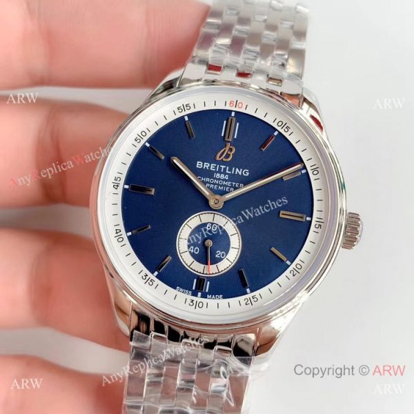 Swiss Grade A Breitling Premier Replica Watch Stainless Steel Blue Face Swiss Grade A Breitling Premier Replica Watch Stainless Steel Blue Face