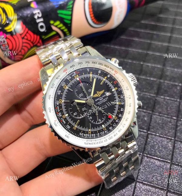 Copy Breitling Navitimer world GMT 45mm Watches Stainless Steel White Face Copy Breitling Navitimer world GMT 45mm Watches Stainless Steel White Face
