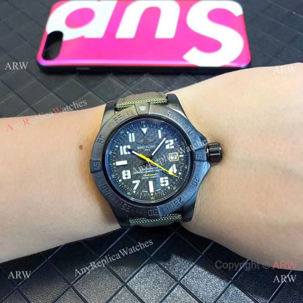 Breitling Avenger II Seawolf Copy Watch Blacksteel Green Leather Band Breitling Avenger II Seawolf Copy Watch Blacksteel Green Leather Band