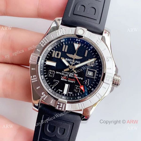 (GF) Replica Breitling Avenger II GMT SS Black Arabic Dial Watch 2019 New (GF) Replica Breitling Avenger II GMT SS Black Arabic Dial Watch 2019 New