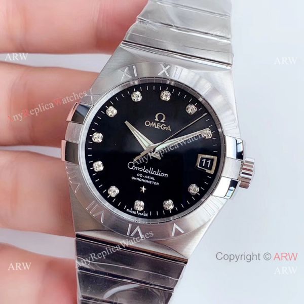VSF Swiss Replica Omega Constellation Stainless Steel Black Diamond Watch VSF Swiss Replica Omega Constellation Stainless Steel Black Diamond Watch