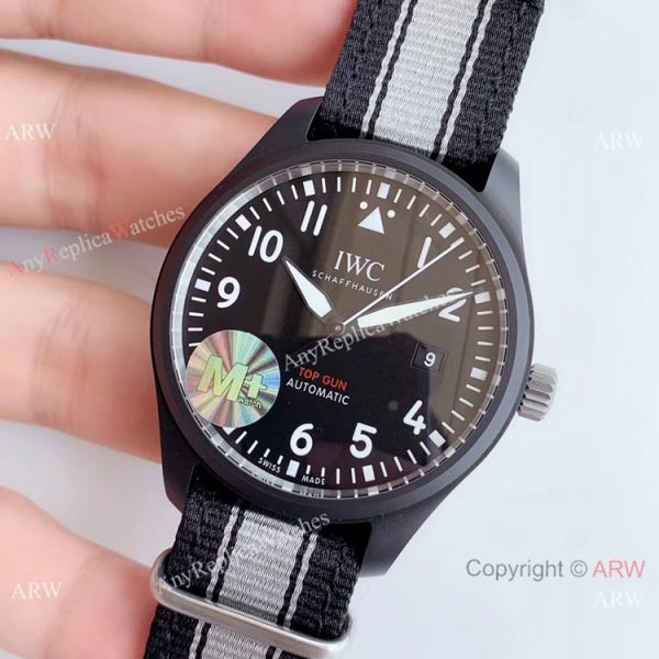 (M+) Swiss Replica IWC Pilots Top Gun Cal.35111 Watch Black PVD Nato Strap (M+) Swiss Replica IWC Pilots Top Gun Cal.35111 Watch Black PVD Nato Strap