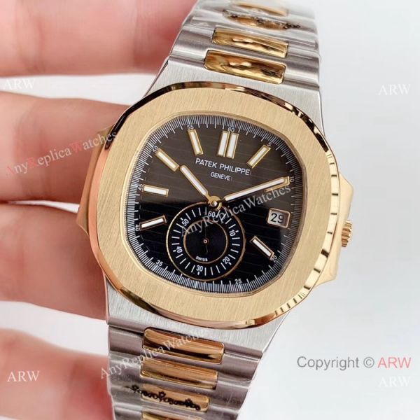 Highest Quality Copy Patek Philippe Nautilus Two Tone Black Watch Swiss Grade 1 Highest Quality Copy Patek Philippe Nautilus Two Tone Black Watch Swiss Grade 1