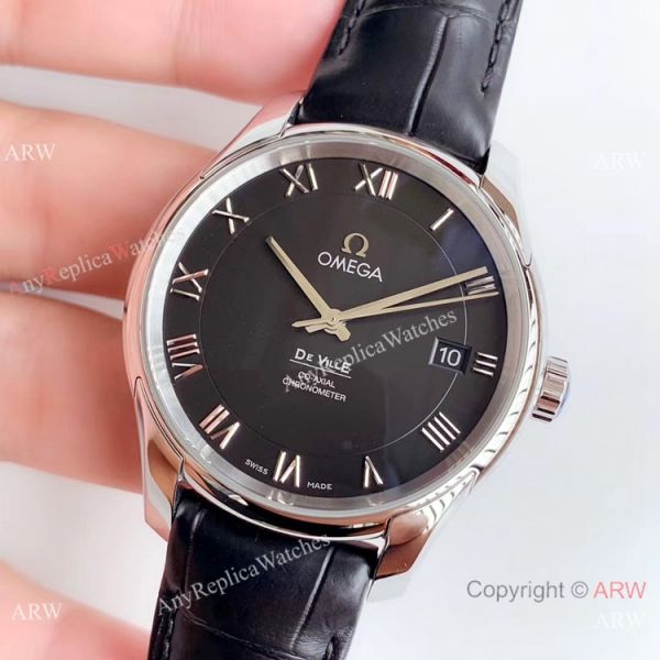 VS Factory Replica Omega De Ville Co-Axial Swiss 8500 Watch SS Black Leather Band VS Factory Replica Omega De Ville Co-Axial Swiss 8500 Watch SS Black Leather Band