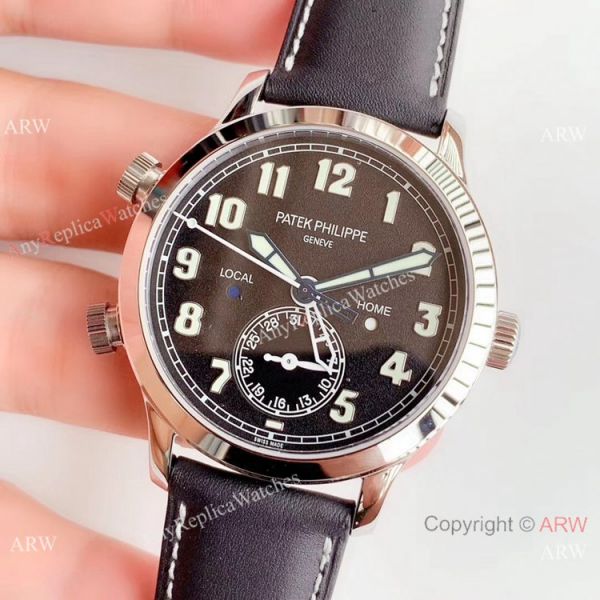 (GR ) Swiss Patek Philippe Calatrava Pilot Travel Time 5524 Replica Watch SS Black Dial (GR ) Swiss Patek Philippe Calatrava Pilot Travel Time 5524 Replica Watch SS Black Dial