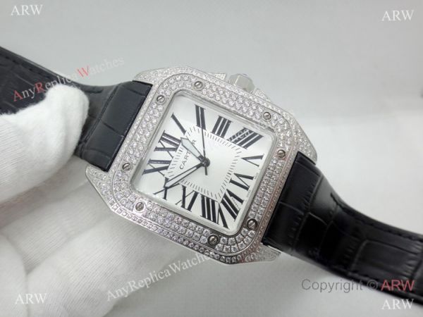 Cartier Santos Diamond Replica Watch Stainless Steel QUARTZ 39mm Cartier Santos Diamond Replica Watch Stainless Steel QUARTZ 39mm