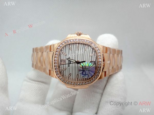 (PPF)Swiss Grade Patek Philippe 7118 Nautilus Rose Gold Diamond Watch Ladies (PPF)Swiss Grade Patek Philippe 7118 Nautilus Rose Gold Diamond Watch Ladies