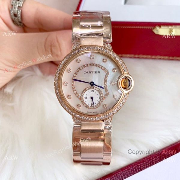 Ballon Bleu de Cartier 36mm Quartz Watches Rose Gold White MOP Dial Ballon Bleu de Cartier 36mm Quartz Watches Rose Gold White MOP Dial