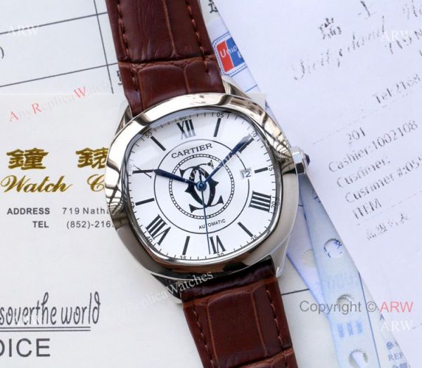 Copy Cartier Drive De automatic Watches Black Leather Strap Copy Cartier Drive De automatic Watches Black Leather Strap
