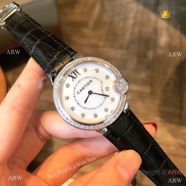 High Quality Cartier White Roman Dial Diamond Watch 36mm High Quality Cartier White Roman Dial Diamond Watch 36mm