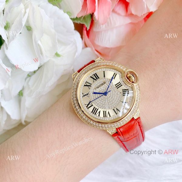 Best Quality Copy Cartier Ballon Bleu De Quartz Watch Yellow Gold Diamond Best Quality Copy Cartier Ballon Bleu De Quartz Watch Yellow Gold Diamond
