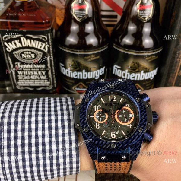 Hublot Big Bang Unico King Replica Watch Black Case Brown Gummy Band Hublot Big Bang Unico King Replica Watch Black Case Brown Gummy Band