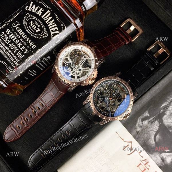 Roger Dubuis Excalibur 46 Skeleton Replica Watch Rose Gold White Dial Roger Dubuis Excalibur 46 Skeleton Replica Watch Rose Gold White Dial