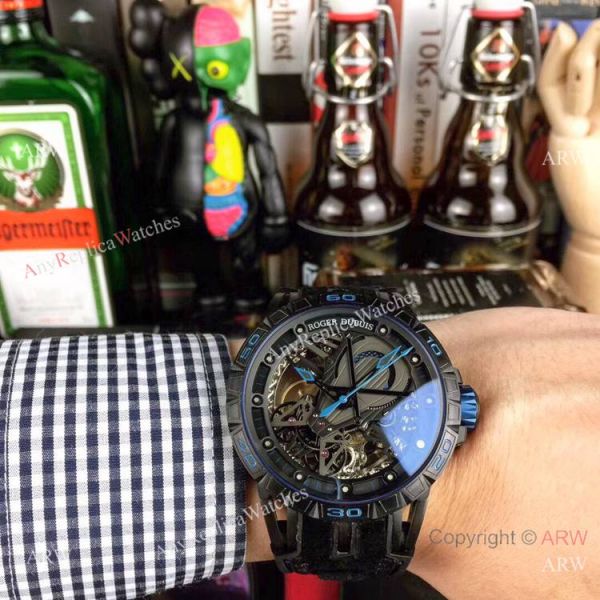 Roger Dubuis Excalibur Skeleton Copy Watch Black DLC Case 46mm Roger Dubuis Excalibur Skeleton Copy Watch Black DLC Case 46mm