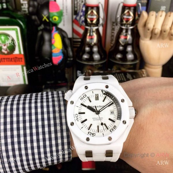 Swiss 3120 Audemars Piguet Royal Oak Offshore Divers White Ceramic Blue Rubber Watch New Replica Swiss 3120 Audemars Piguet Royal Oak Offshore Divers White Ceramic Blue Rubber Watch New Replica