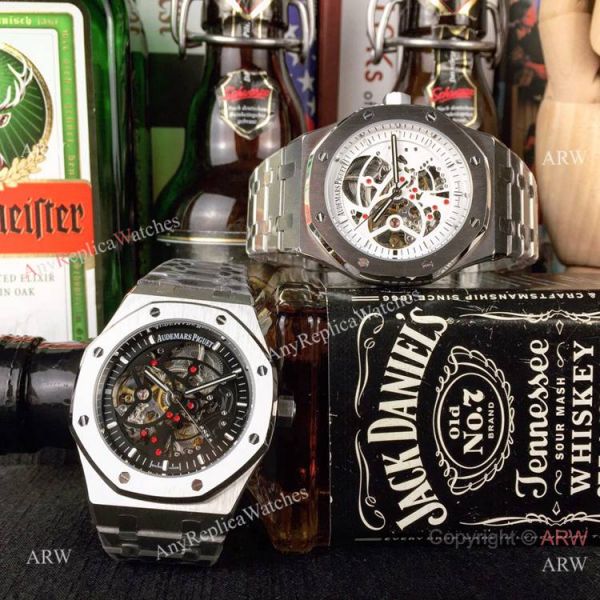 Audemars Piguet Royal Oak Stainless Steel Black Dial Fake AP Skeleton Watch Audemars Piguet Royal Oak Stainless Steel Black Dial Fake AP Skeleton Watch