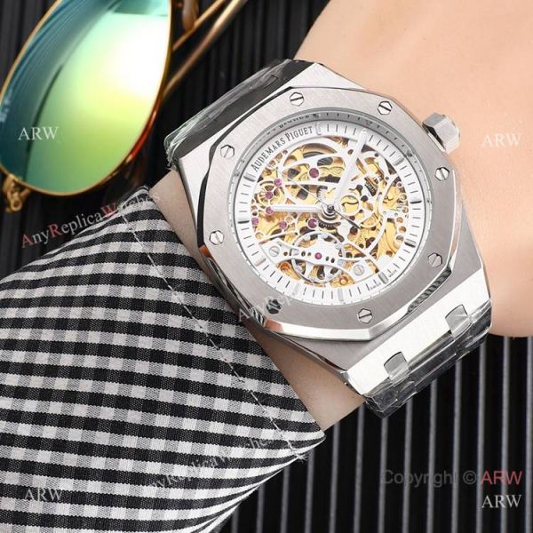 High Quality Fake AP Skeleton Royal Oak Rose Gold Black Dial Watch High Quality Fake AP Skeleton Royal Oak Rose Gold Black Dial Watch