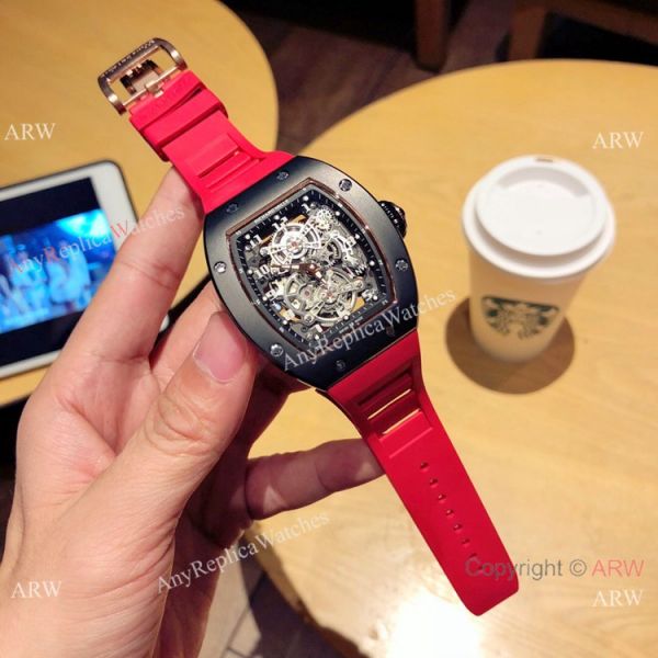 Richard Mille Knock off RM 17-01 Watches Black Case White Rubber Strap Richard Mille Knock off RM 17-01 Watches Black Case White Rubber Strap