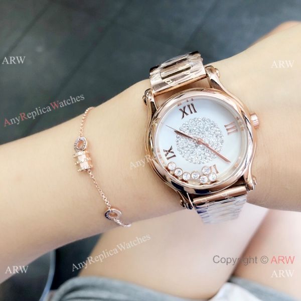 High Quality Chopard Happy Sport Quartz Watch Rose Gold Gray Dial High Quality Chopard Happy Sport Quartz Watch Rose Gold Gray Dial