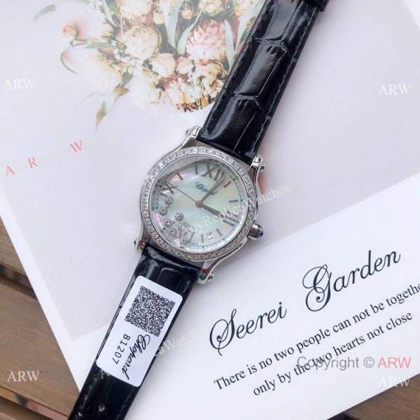 Copy Chopard Happy Sport 36mm Watch SS Diamond White MOP Dial Copy Chopard Happy Sport 36mm Watch SS Diamond White MOP Dial