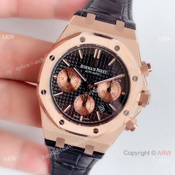 Super Clone Audemars Piguet Royal Oak Rose Gold Black Leather Strap Watch BF Factory Super Clone Audemars Piguet Royal Oak Rose Gold Black Leather Strap Watch BF Factory