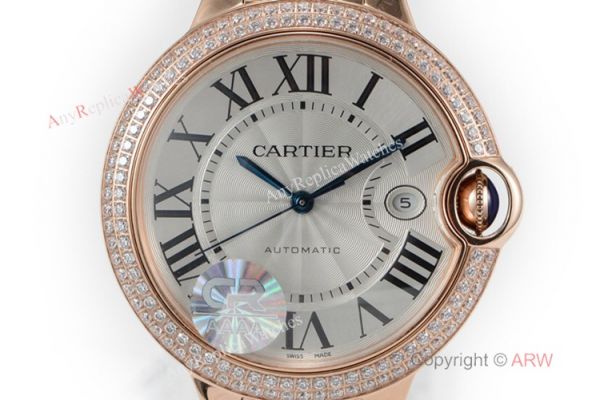 (CR) Swiss Copy Cartier Ballon Bleu de 42mm Watch Rose Gold Diamond (CR) Swiss Copy Cartier Ballon Bleu de 42mm Watch Rose Gold Diamond