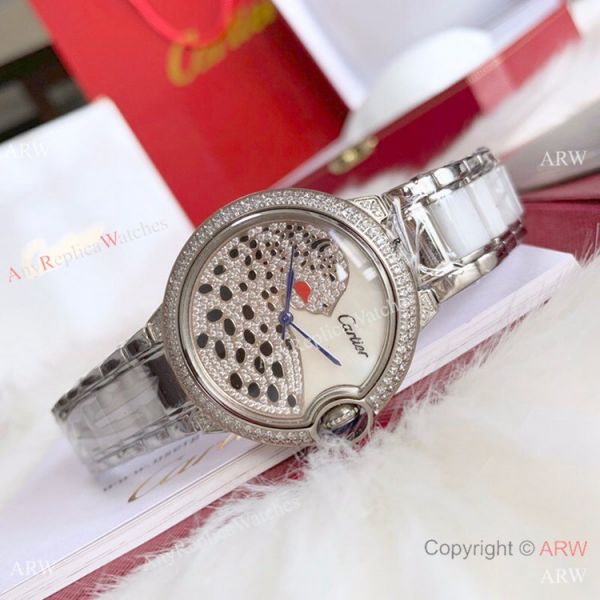 Copy Cartier Ballon Bleu SS Diamond Leopard Watch Swiss Quality Copy Cartier Ballon Bleu SS Diamond Leopard Watch Swiss Quality