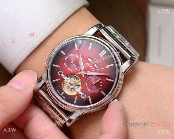 Copy Omega Tourbillon Grand Complications Watches Rose Gold Red Dial Copy Omega Tourbillon Grand Complications Watches Rose Gold Red Dial