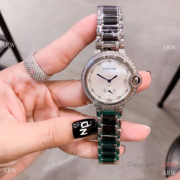 Cartier Ballon Bleu de 36mm Quartz Watch Black Ceramic Silver Cartier Ballon Bleu de 36mm Quartz Watch Black Ceramic Silver