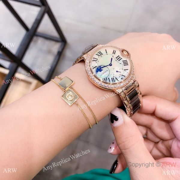 Copy Cartier Ballon Blue de 36mm Black Ceramic and Rose Gold Watch Copy Cartier Ballon Blue de 36mm Black Ceramic and Rose Gold Watch